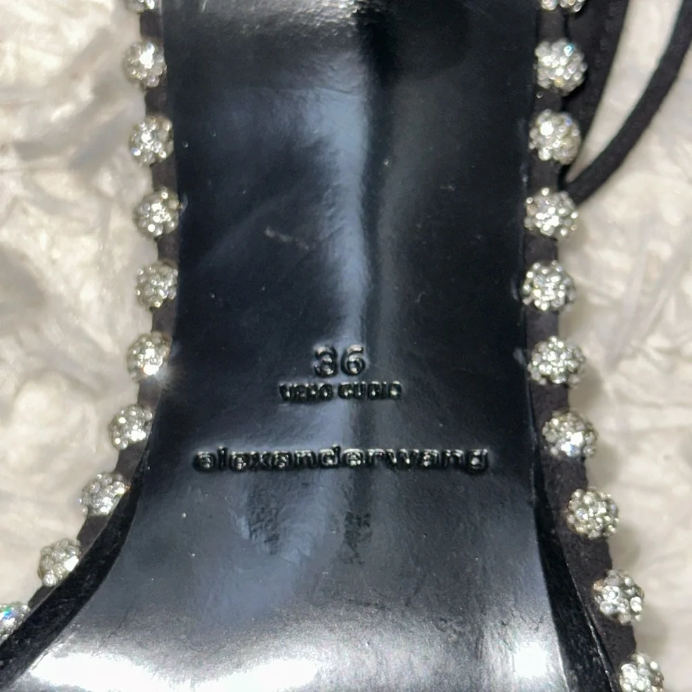 ALEXANDER WANG NOVA CRYSTAL BLACK HEELS Studded Slingback Sandals - Picture 4 of 9
